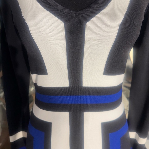 INC International Concepts Black, White, and Blue Mini Dress - Picture 2 of 7
